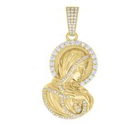 925 Giallo Placcato Moissanite Mamma Maria Ciondolo Guadalupe Uomo 1.49 KT