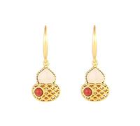 925 Gourd Earrings Inlaid Red Agate Pendant Earrings Hollow Court Hanfu Earrings Earrings White Jade