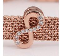 925 Riflessioni rosa d'argento scintillante Infinity con cristallo clip Charm Fit Bracciale Bangle Gioielli fai da te