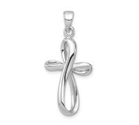 925 Sterling Argento Lucido Agitò Latino Croce Ciondolo