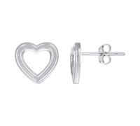 925 Sterling Argento Lucido Donna Farfalla Retro Aperto Orecchini a Perno Cuore