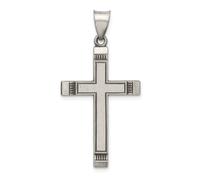 925 Sterling Argento Lucido E Spazzolato Finitura Anticata Latino Croce Ciondolo