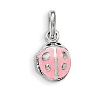 925 Sterling Argento Lucido Smalto Rosa Pendente Coccinella Bambini Medaglione