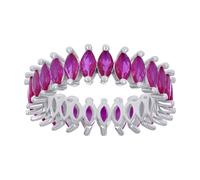 925 Sterling Argento Rosso Taglio Marquise Cz Donna Eternity Fede Nuziale 6 A 9