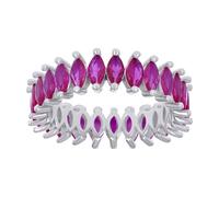 925 Sterling Argento Rosso Taglio Marquise Cz Donna Eternity Fede Nuziale 6 A 9