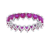 925 Sterling Argento Rosso Zirconi Cuore Donna Eternity Fede Nuziale Misure 6 A