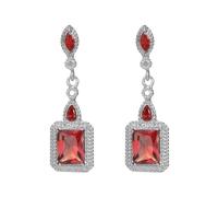925 Sterling in argento placcato quadrati smeraldo zaffiro zirconia cubica zirconia a alone per donne cz cristallo goccia di diamante orecchio penzolante per le orecchie da sposa dangle per sposa