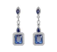 925 Sterling in argento placcato quadrati smeraldo zaffiro zirconia cubica zirconia a alone per donne cz cristallo goccia di diamante orecchio penzolante per le orecchie da sposa dangle per sposa