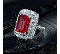 925 Sterling Silver 10 * 14mm Ruby Carbon Diamond Rings for Women Sparkling Wedding Jewelry