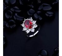 925 Sterling Silver 8 * 11mm Ruby Carbon Diamond Rings for Women Sparkling Wedding Jewelry