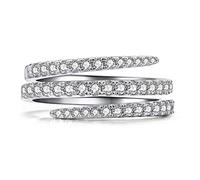 925 Sterling Silver CZ Simulato Diamond Anello impilabile Eternity Bande Triplex Rigo Simulato Triple Taglio Brilliant Diamante o Moissaniti Anello di dichiarazione di nozze unisex (8#)