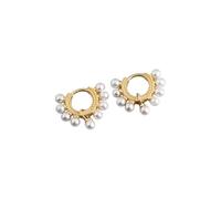 925 Sterling Silver New 2021 Orecchini a Cerchio con Perle Grandi Rotonde Ladies Fashion Vintage Gold (Size : VES7757)