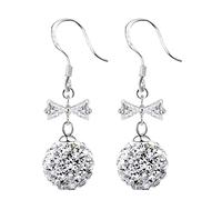 925 Stud Earrings for Women Girls,Stylish 925 Fashion Crystal Bowknot Ladies Drop Earrings Jewelry Female Allergy Gift/Clear