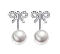 925 Stud Earrings for Women Girls,Stylish 925 Fashion Imitation Pearl Bowknot Ladies Stud Earrings Jewelry Female Birthday Gift/925 Sterl