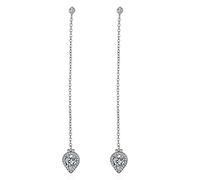 925 Stud Earrings for Women Girls,Stylish Elegant Love Heart Cubic Zirconia 925 Ladies Long Tassel Stud Earrings Jewelry//Clear