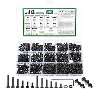 930 Pz M3 Viti e Bulloni e Dadi Set, Testa Bombata con Esagono Incassato + Bulloni Tonda Testa Brugola, Kit Assortito di Viti Esagonale Bussola e Rondelle Set, Nere