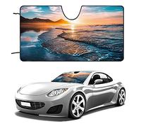 934 Copri Vetro Auto Tramonto sulla Spiaggia - Paesaggio della Natura Car Parabrezza Parasole Pieghevole Anti-UV Parasole per Auto Universale per Estate SUV Auto