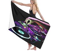 934 Telo Mare Dj Mixa La Traccia in Discoteca alla Festa Telo da Mare Portatile,Microfibra Asciugamano da Bagno per Spiaggia Spiaggia Palestra,80X130cm