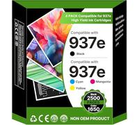 937 cartucce multipack compatibili con HP 937e 937XL cartucce per HP OfficeJet Pro 9120e 9730e 9720e 9132e 9122e 9130e 9125e 9110b 9120b 9130b 9720 9730 stampante All-in-One (confezione da 4)