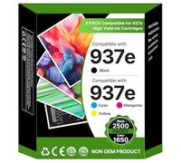 937e - Cartucce multiple con chip, compatibili con HP 937 937XL, per HP OfficeJet Pro 9120b 9110b 9130b 9117b 9720b 9720 9730 (confezione da 4)
