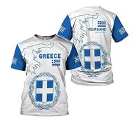 942 Tshirt Maglietta Uomo Manica Corta Maglietta T-Shirt Casual T-Shirt Uomo per Bodybuilding Palestra Sport Stemma Greco Personalizzato della Grecia. Bandiera Grecian Pride XL