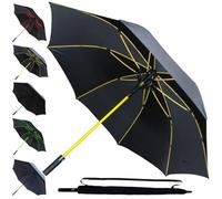95 KPH Ombrello Golf XL Antivento Robusto Grande Automatico Uomo Donna - Fibra di Vetro Giallo - Manico Antiscivolo - Da Pioggia - Classico Lungo - Nero
