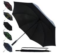 95 KPH Ombrello Golf XL Antivento Robusto Grande Automatico Uomo Donna - Fibra di Vetro - Manico Antiscivolo - Da Pioggia - Classico Lungo - Nero