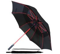 95 KPH Ombrello Golf XL Antivento Robusto Grande Automatico Uomo Donna - Fibra di Vetro Rosso - Ventilato Doppio Calotta - Da Pioggia - Classico Lungo - Nero