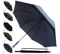 95 KPH Ombrello Golf XL Antivento - Telaio Con 4 Strati - Robusto Grande Automatico Uomo Donna - Fibra di Vetro - Manico Antiscivolo - Da Pioggia - Classico Lungo - Nero