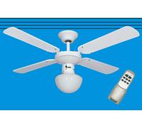 VENTILATORE A DA SOFFITTO BIANCO CON TELECOMANDO E PUNTO LUCE 105 CM LAMPADARIO