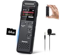 95GB Registratore Vocale Digitale, Ponovo Registratore Attivazione Vocale con Microfono Esterno e Riproduzione, Portatile Mini Registratore Audio Ricaricabile con Password per Riunioni Colloqui Classe