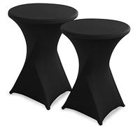 95Street 2 Pezzi Copritavoli Elastici Stretch,Ø 80-85 cmTovaglie Rivestimento Elastico per Bar, Feste, Matrimoni, Tavoli Bistrot,Nero