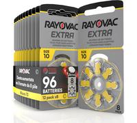 96 Batterie per Apparecchi Acustici Rayovac Extra Advanced 10. 12 Blister Da 8 P