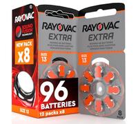96 Batterie Per Apparecchi Acustici Rayovac Extra Advanced 13. 12 Blister da 8 Pile