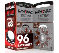 96 Batterie per Apparecchi Acustici Rayovac Extra Advanced 312. 12 Blister da 8 Pile