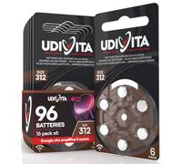 96 Batterie Per Apparecchi Acustici Udivita Misura 312 Tecnologia Phono Pulse - 16 Blister da 6 Pile
