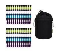 96 mollette con molle a spirale Softgrip blu verde bianco viola antracite e 1 sacchetto bellaCott in tela nera