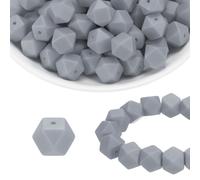 96 Perline in Silicone Esagonali 14mm, 96Pz, Grigio Chiaro