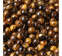 96 perline rotonde sfuse in occhio di tigre naturale da 6 mm, 2 fili da 81,3 cm, per braccialetti fai da te, collane, orecchini, gioielli, lucidatura, perline in vera pietra