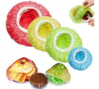 96 Pezzi Coprivivande Plastica, Copri Alimenti Elastico Riutilizzabileper, Coperchi in Plastica Morbida Ciotole, per Mantenere la Freschezza, Casa, Cuffia da Doccia (4 Colori)