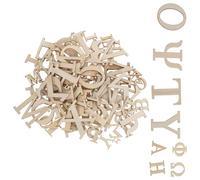 96 Pezzi Lettere Greche in Legno, Set Grezzo Educativo | Pezzi Lisci e Sicuri, per Pittura Fai da Te e Casa, Tonalità Beige, Legno Naturale