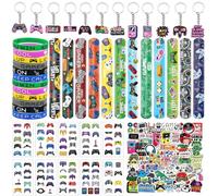 96 Pezzi Videogiochi Gadget Compleanno Bambini Portachiavi Per Videogiochi Braccialetti Slap Braccialetti In Silicone Tatuaggi Adesivi E Adesivi Per Gamer Festa Di Compleanno Forniture