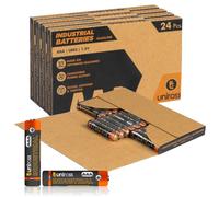 96 Pile Alcaline AAA / LR03 / Ministilo / 1,5V Uniross Industrial per Dispositivi Professionali Mouse Telecomandi Radio Torce e Giocattoli - 4 Box da 24 Batterie