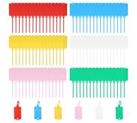96 Pz Etichette Plastica Scrivibili, con Fascetta di Chiusura Regolabile | 6 Colori Targhette, Etichette Impermeabili per Spedizioni, Piante, Bagagli, Merci e Classificazione Oggetti, 63 x 37 mm