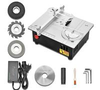 96 W sega circolare da tavolo con 4 lame, alimentatore di rete a 7 marce, mini sega da tavolo portatile di precisione 0,1 - 15 mm, regolabile, multifunzione, piccola sega per la lavorazione del legno