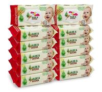 960 Salviette Umidificate profumate all'avena e aloe vera per Neonato Igiene Personale kIT risparmio con Chiusura A Clip Salvafreschezza Tessuto ad Alveare Extradelicato 42gr per baby