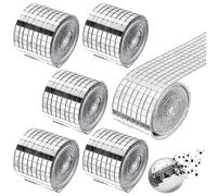 9600 adesivi per piastrelle a specchio, 6 rotoli di piastrelle a mosaico, autoadesive, 5 x 5 mm, mosaico a specchio, autoadesivo, mosaico per bagno sfera da discoteca (argento)