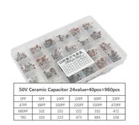 960pcs 24value*40pcs=960pcs 50V Ceramic Capacitor Assorted kit Assortment Set AUOQKQUT
