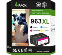 963xl - Cartucce multiple compatibili con HP 963 963XL per HP Officejet Pro 9010 9012 9013 9014 9015 9016 9018 9019 9020 9022 9023 9025 9026 966 3 pezzi, confezione da 4)