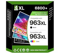 963XL Multipack Compatibile per HP 963 963 XL Cartucce per HP OfficeJet Pro 9010 Cartucce 9012 9020 9014 9013 9015 9016 9018 9019 9022 9023 9025 9026 (963XL Nero ciano magenta giallo, 4 -Pack)